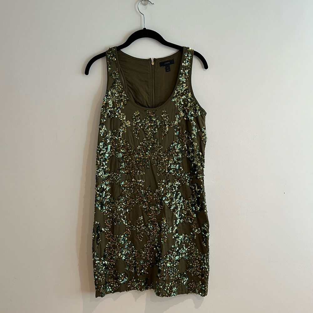 J.Crew army green sequined dress